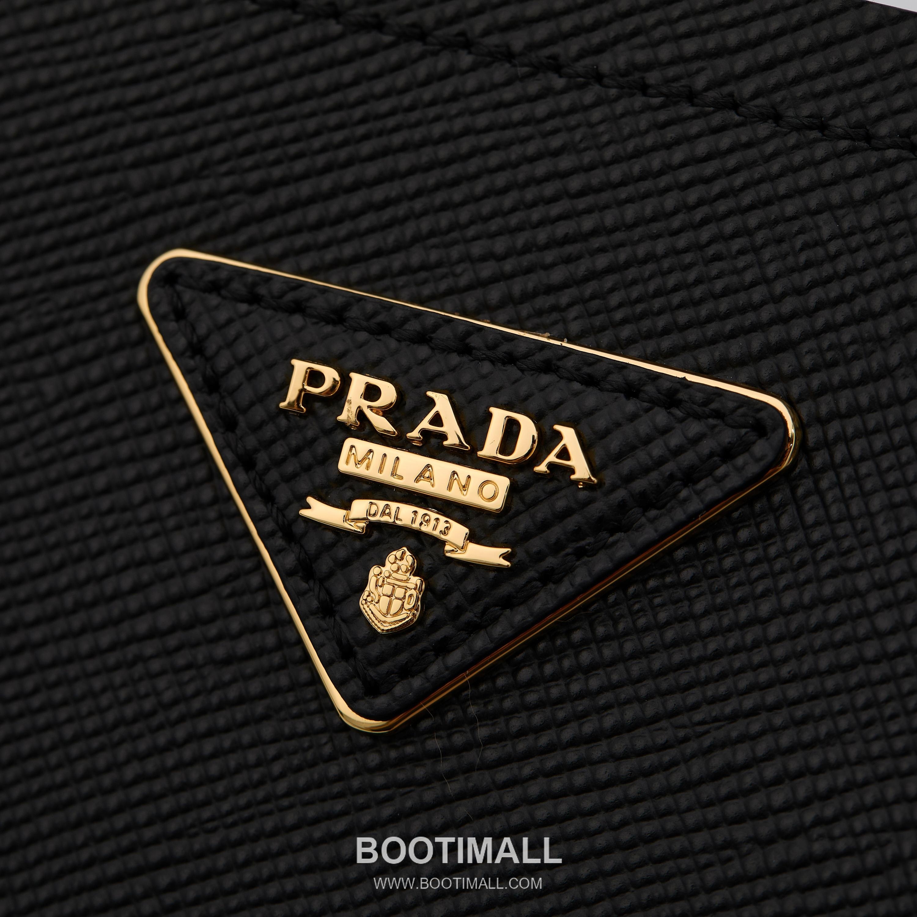 Prada Saffiano Leather Bucket Bag with Detachable Strap Name Tag and Triangle Logo Detail 프라다 사피아노 가죽 버킷백 탈부착 스트랩 네임태그 트라이앵글 로고 디테일 1BA212 22cm 5