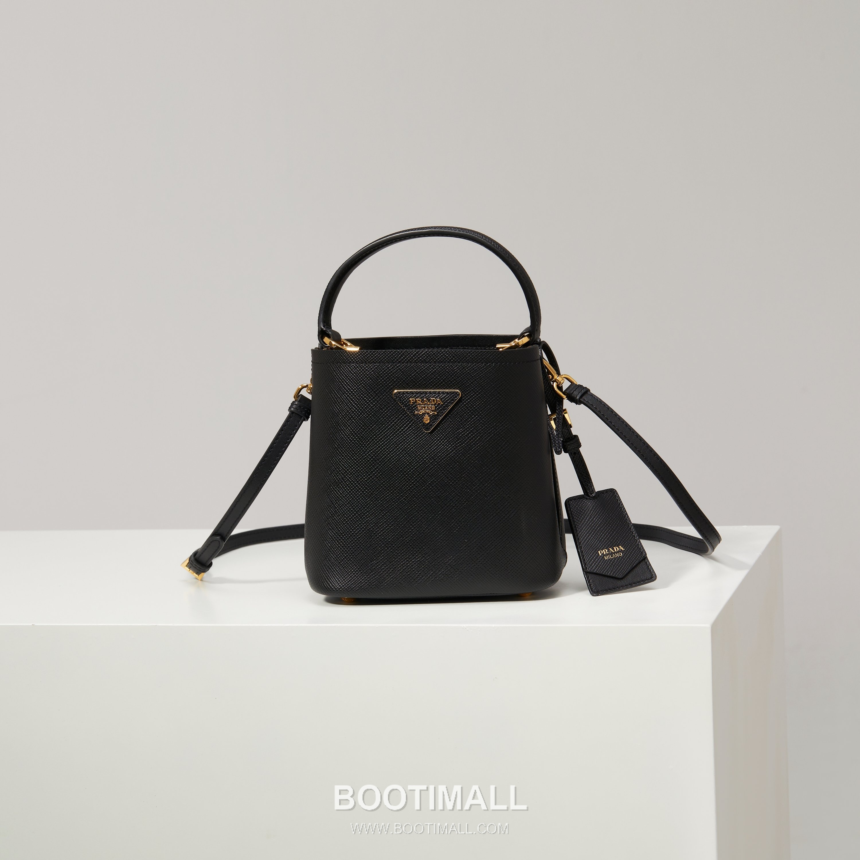 Prada Saffiano Leather Double Mini Bag with Magnetic Closure Name Tag and Triangle Logo Detail 프라다 사피아노 가죽 더블 미니백 마그네틱 클로저 네임태그 트라이앵글 로고 디테일 1BA217 17cm 1