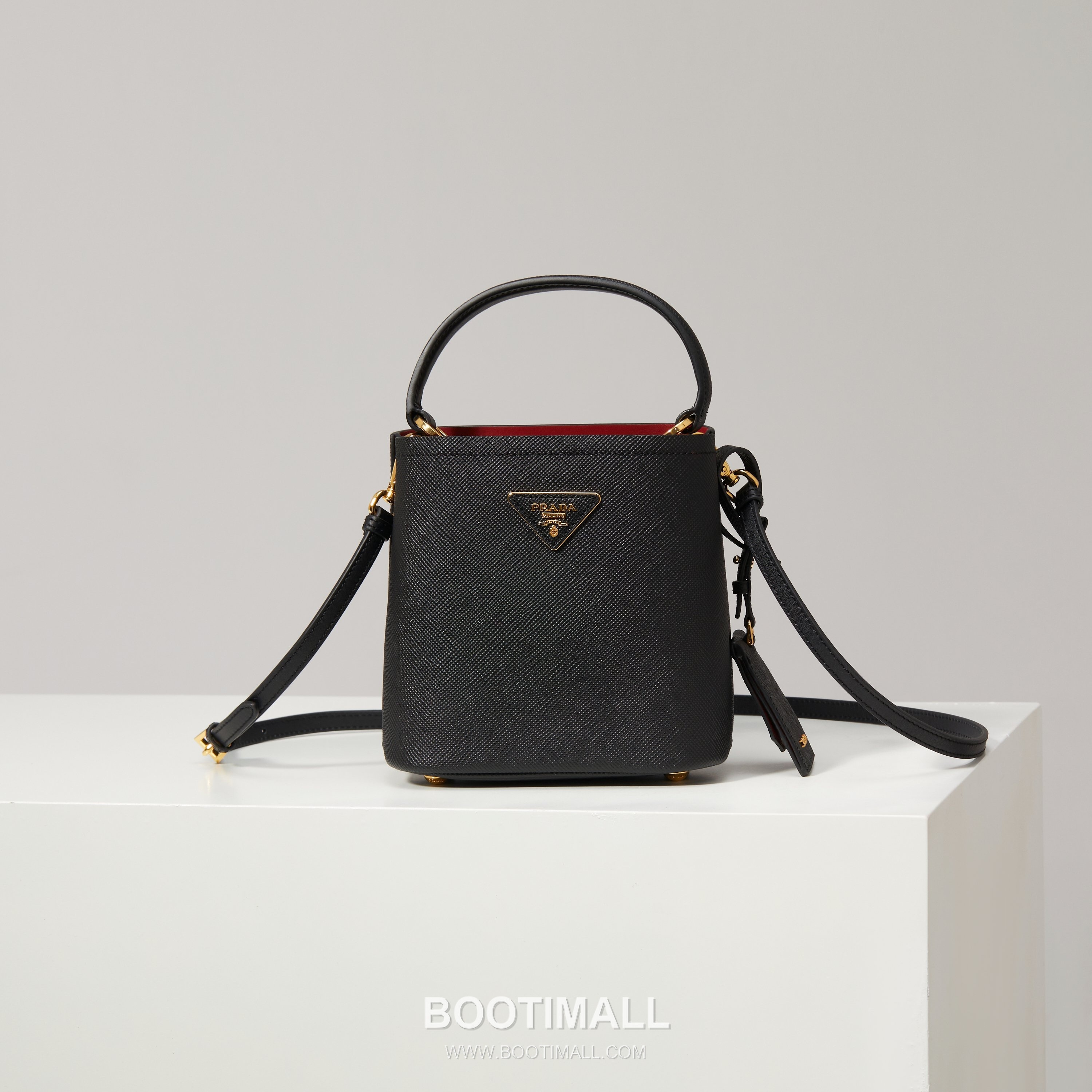 Prada Saffiano Leather Double Mini Bag with Magnetic Closure Name Tag and Triangle Logo Detail 프라다 사피아노 가죽 더블 미니백 마그네틱 클로저 네임태그 트라이앵글 로고 디테일 1BA217 17cm 1
