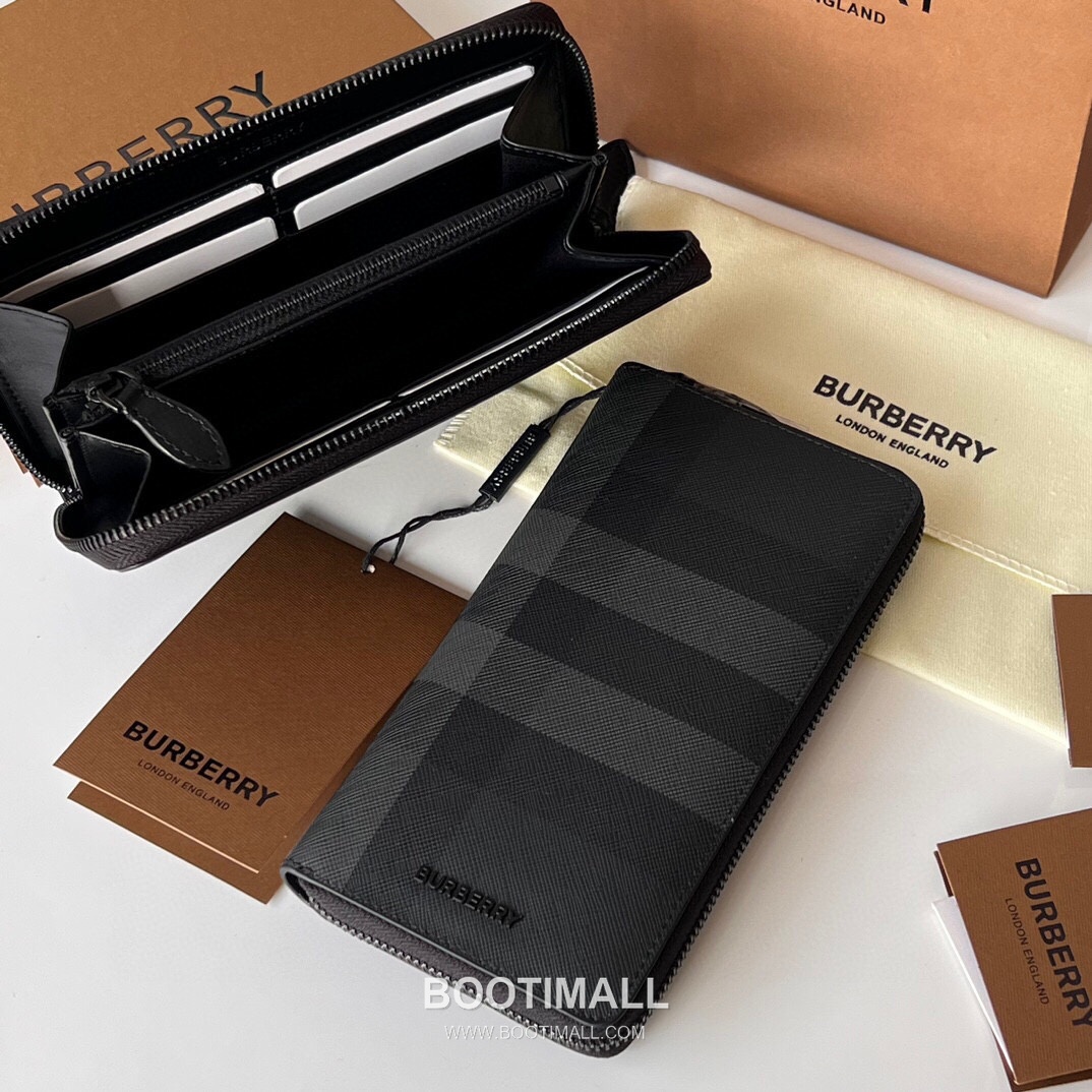 Burberry London Check Grained Calfskin Zip Wallet with B Logo Detail 버버리 런던 체크 그레인 송아지 가죽 지퍼 월렛 B 로고 820133 19cm 9