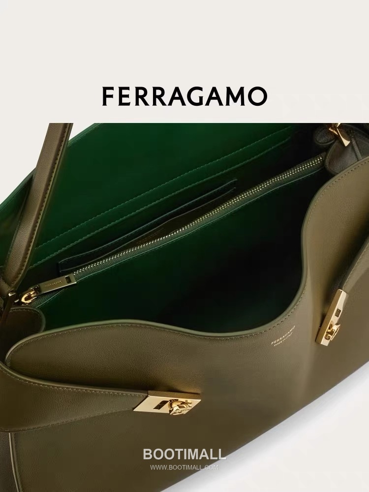 Salvatore Ferragamo Hug Sott Calfskin Top Handle Shoulder Bag with Gancini Lock 살바토레페라가모 허그 소트 카프스킨 탑핸들 숄더백 21-9816 34cm 8