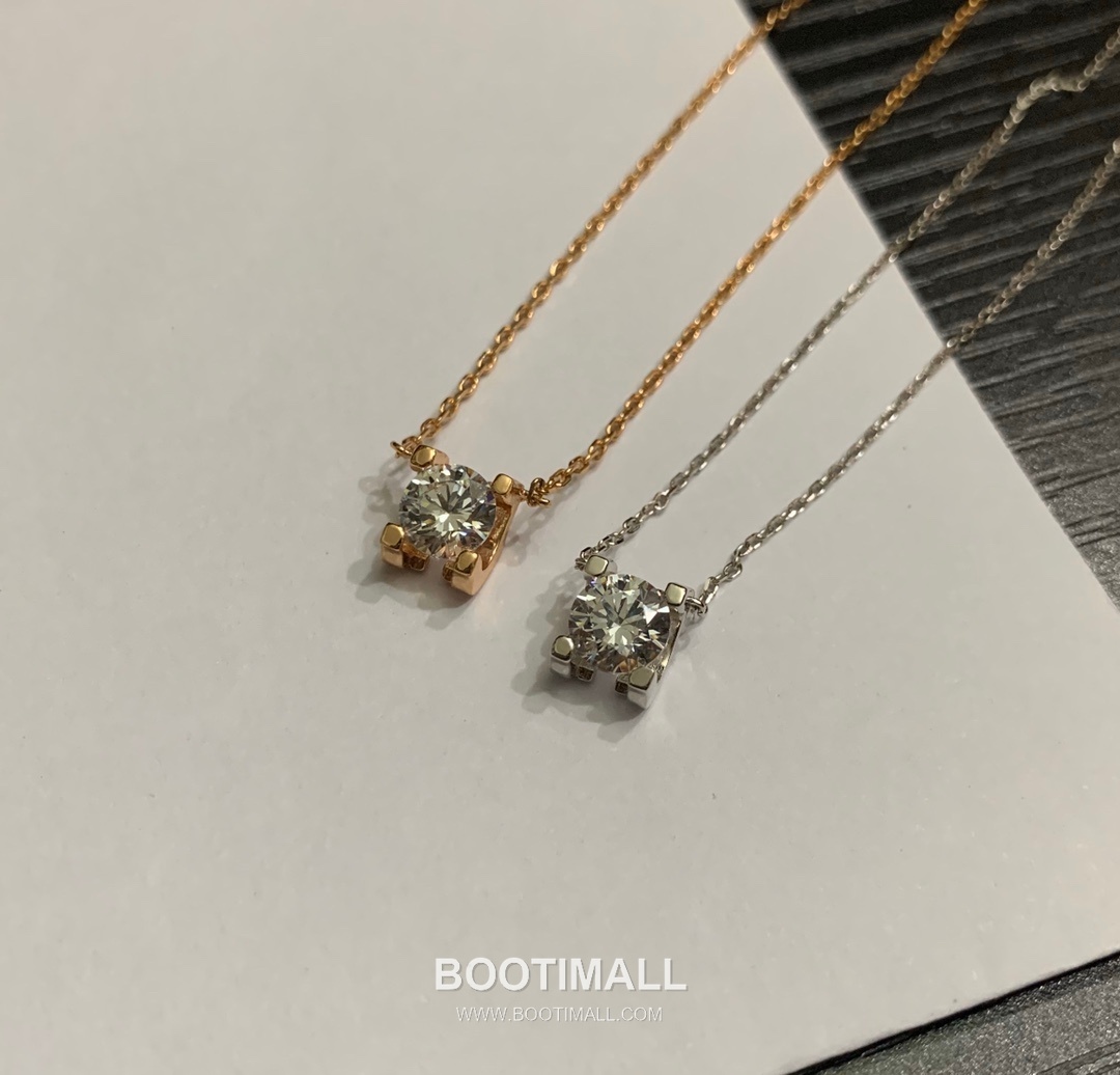 Cartier Horn Curve Brass Crystal Solitaire Pendant Necklace with Brilliant Cut 까르띠에 혼 커브 황동 크리스탈 솔리테어 펜던트 네클리스 브릴리언트 컷 45cm 27