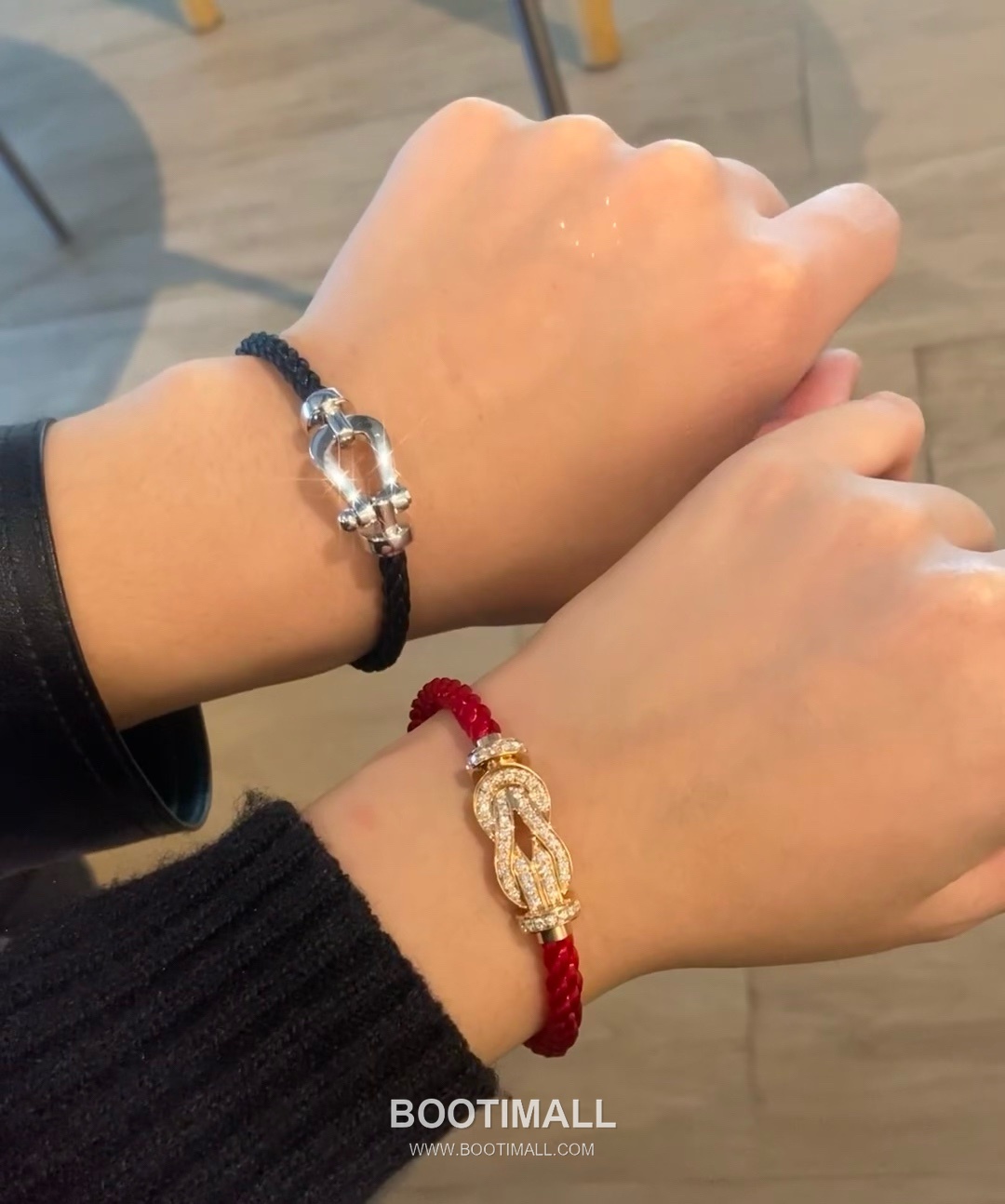 Fred Saddle Sterling Silver 925 Bracelet with Black Nylon Cord and Crystal Horseshoe 프레드 새들 스털링 실버 925 브레이슬릿 블랙 나일론 코드 크리스탈 말굽 모티프 3