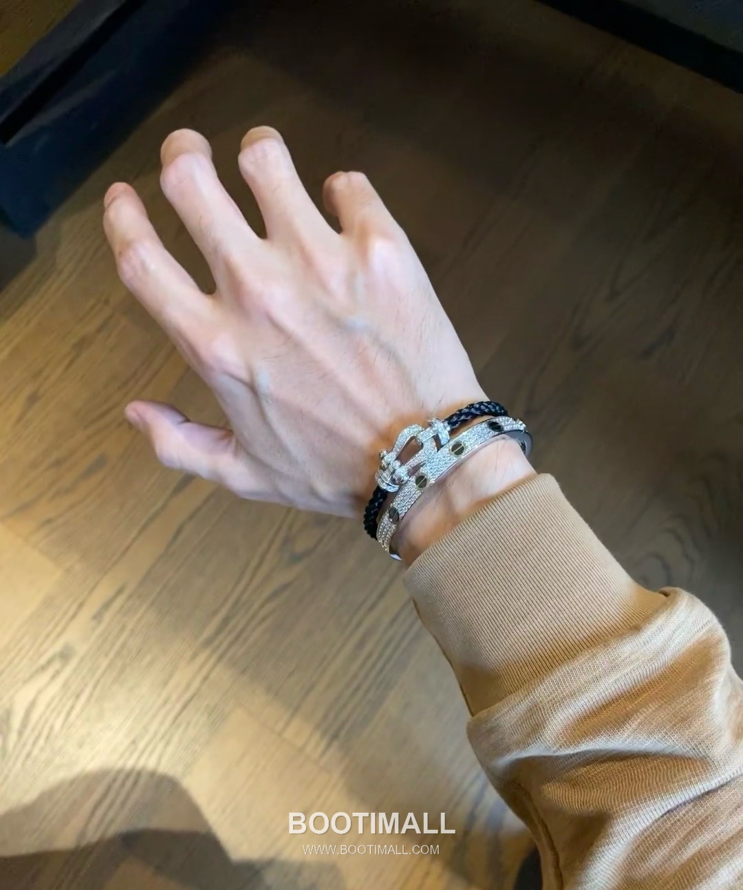 Fred Saddle Sterling Silver 925 Bracelet with Black Nylon Cord and Crystal Horseshoe 프레드 새들 스털링 실버 925 브레이슬릿 블랙 나일론 코드 크리스탈 말굽 모티프 22