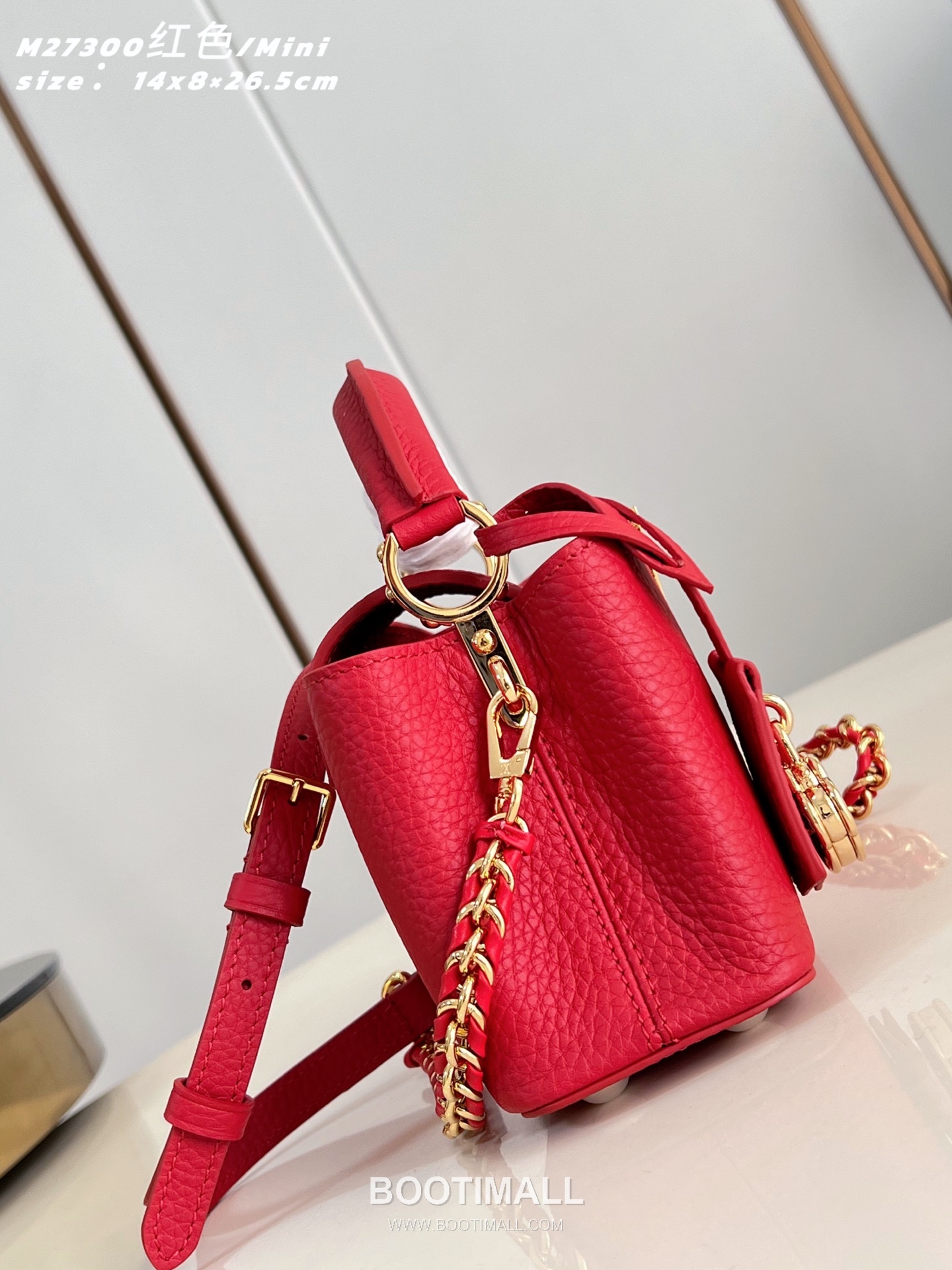 Louis Vuitton Capucines East-West Mini Taurillon Leather Top Handle Bag with Strap Logo Detail 루이비통 카퓌신 이스트웨스트 미니 타우릴론 레더 탑핸들백 M27300 22cm 5