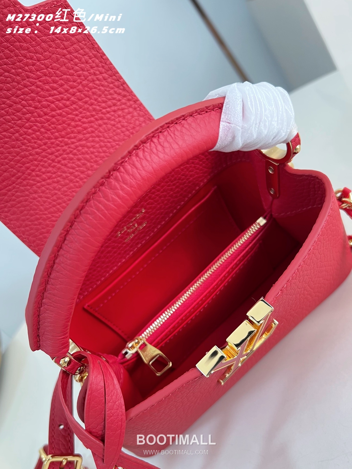 Louis Vuitton Capucines East-West Mini Taurillon Leather Top Handle Bag with Strap Logo Detail 루이비통 카퓌신 이스트웨스트 미니 타우릴론 레더 탑핸들백 M27300 22cm 9