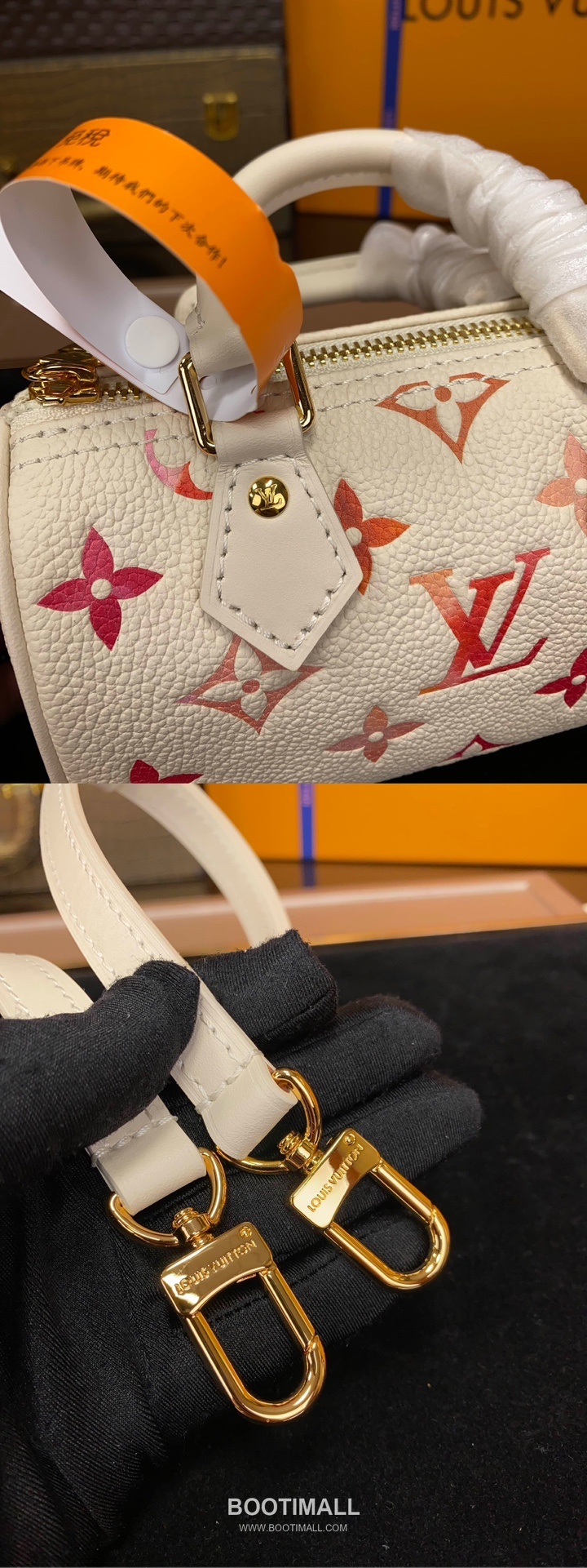 Louis Vuitton Nano Speedy Monogram Empreinte Calfskin Leather Duffle Bag with Strap Watercolor Detail 루이비통 나노 스피디 모노그램 앙프렝뜨 카프스킨 레더 더플백 M83452 16cm 7