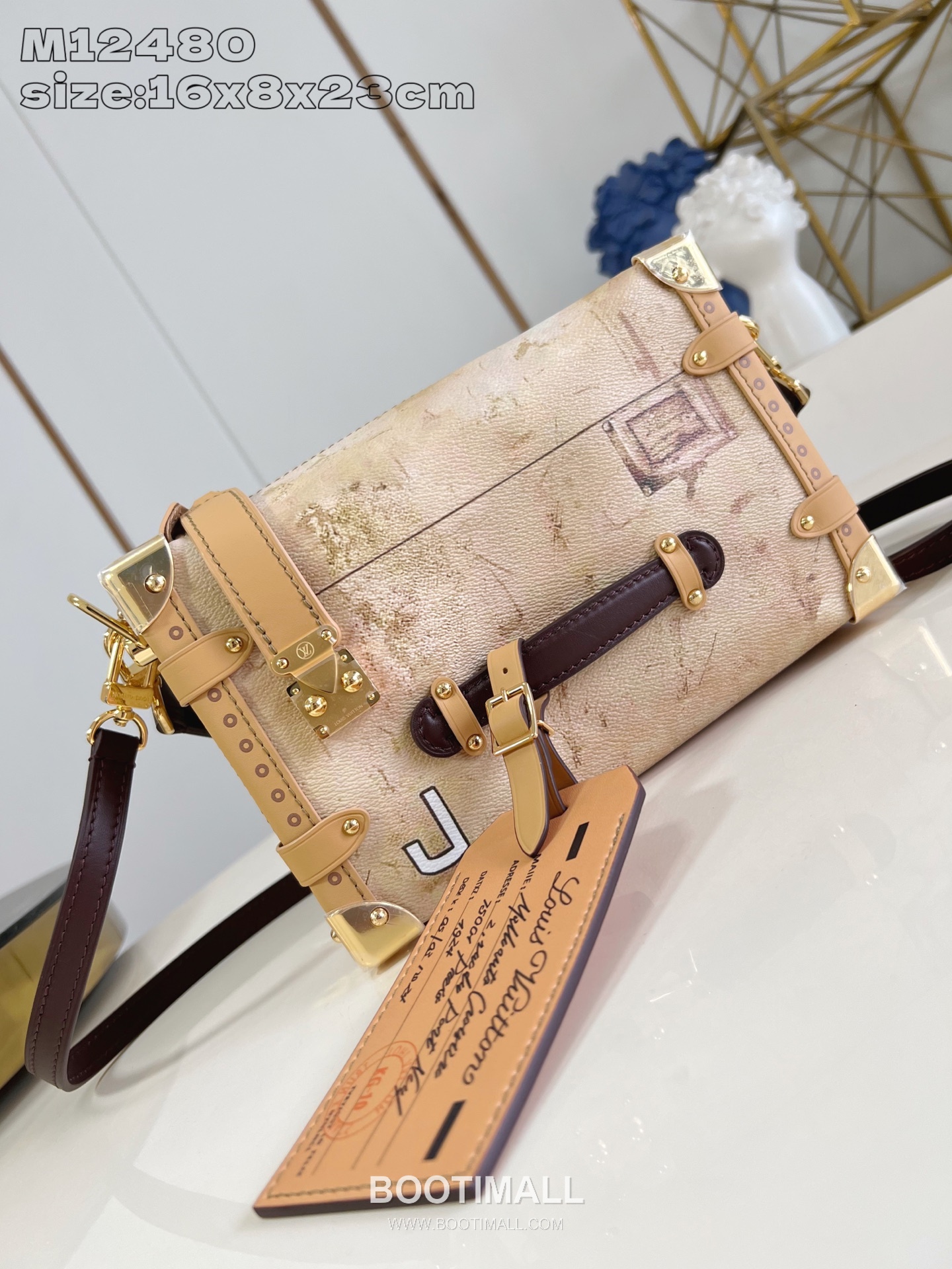 Louis Vuitton Side Trunk Monogram Canvas Leather Crossbody Bag with Lock Detail 루이비통 사이드 트렁크 모노그램 캔버스 레더 크로스바디백 M12480 23.5cm 2