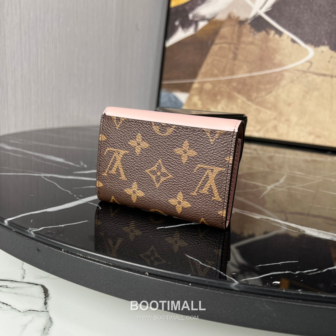 Louis Vuitton Rosalie Coin Purse Monogram Canvas Calfskin Leather Flap Card Holder with Zip Pocket 루이비통 로잘리 모노그램 캔버스 카프스킨 레더 플랩 카드 코인지갑 M41937 11cm 3