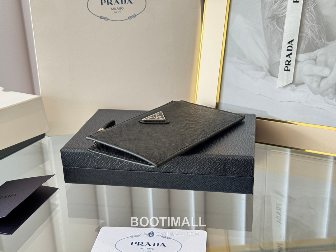 Prada Saffiano Leather Card Holder Wallet with Zip Coin Pocket Detail 프라다 사피아노 레더 지퍼 코인포켓 카드홀더 지갑 1MC079 15cm 5
