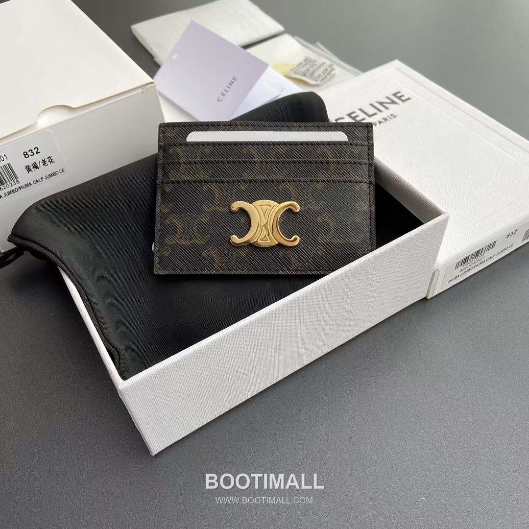 Celine Triomphe Calfskin Leather Card Holder Wallet with Zip Closure Detail 셀린느 트리옹프 카프스킨 레더 지퍼 클로저 카드홀더 지갑 10L832CQH.04LU833 11cm 1