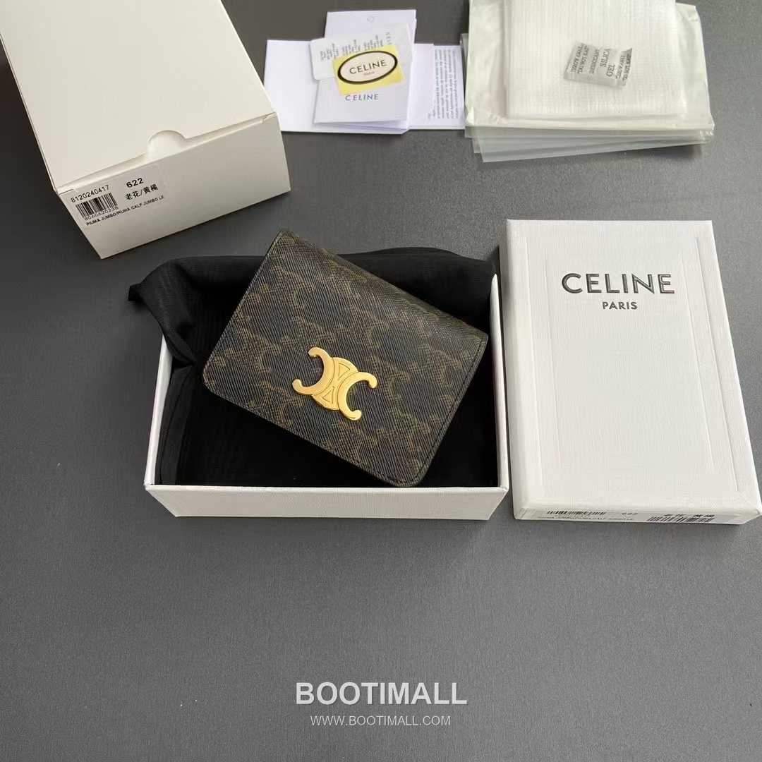 Celine Triomphe Calfskin Leather Compact Wallet with Zip Coin Pocket Detail 셀린느 트리옹프 카프스킨 레더 지퍼 코인포켓 반지갑 10K623DPV.38NO 11cm 9