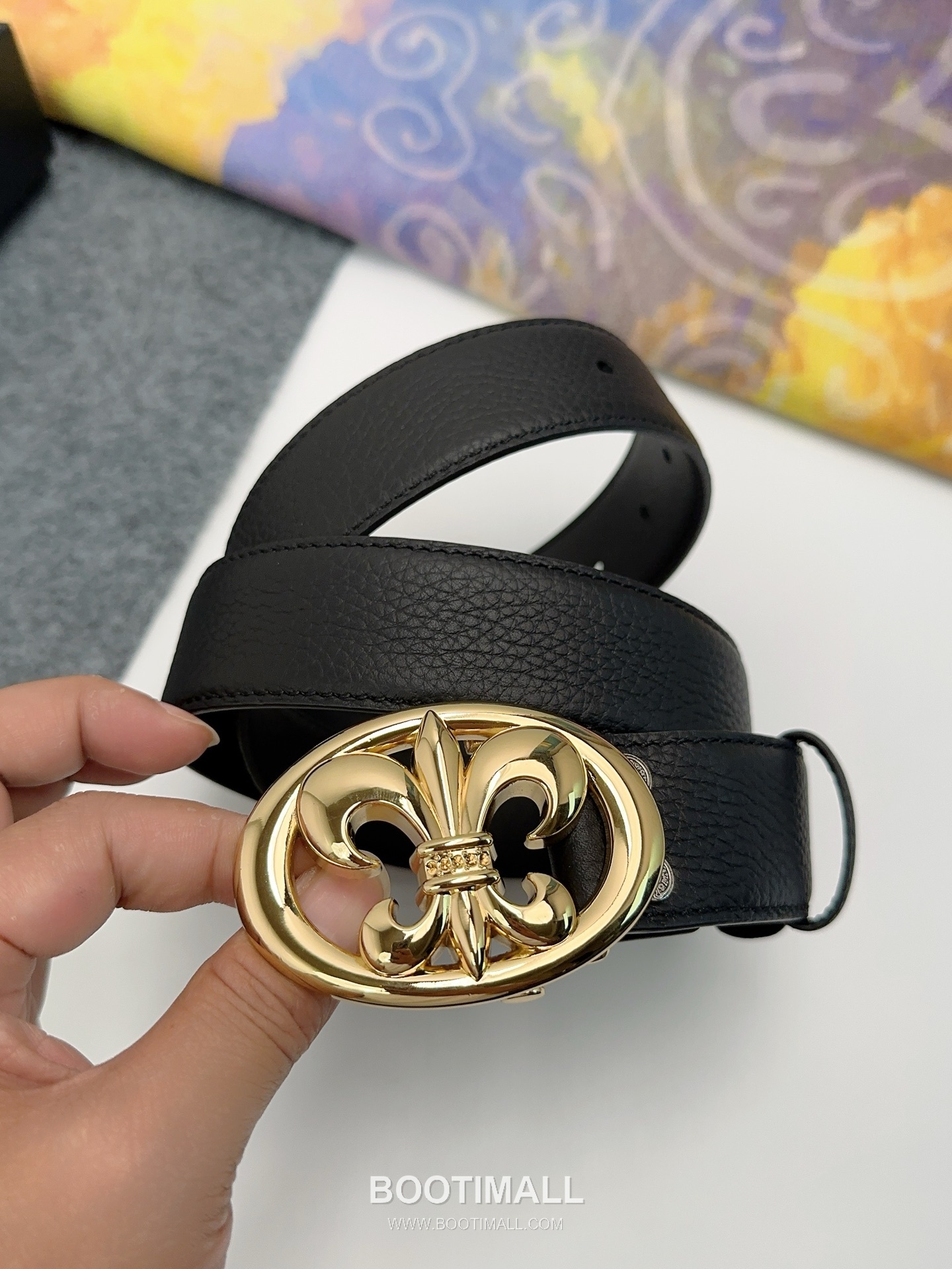 Chrome Hearts Calfskin Leather Belt with Logo Buckle Palladium 크롬하츠 카프스킨 레더 벨트 로고 버클 황동 베이스 팔라듐 피니시 3.8cm 3