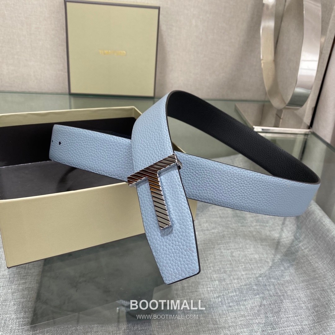 Tom Ford Calfskin Leather Reversible Belt with Logo Buckle Gold-Plated 톰포드 카프스킨 레더 리버서블 벨트 로고 버클 황동 베이스 금도금 3.5cm 7