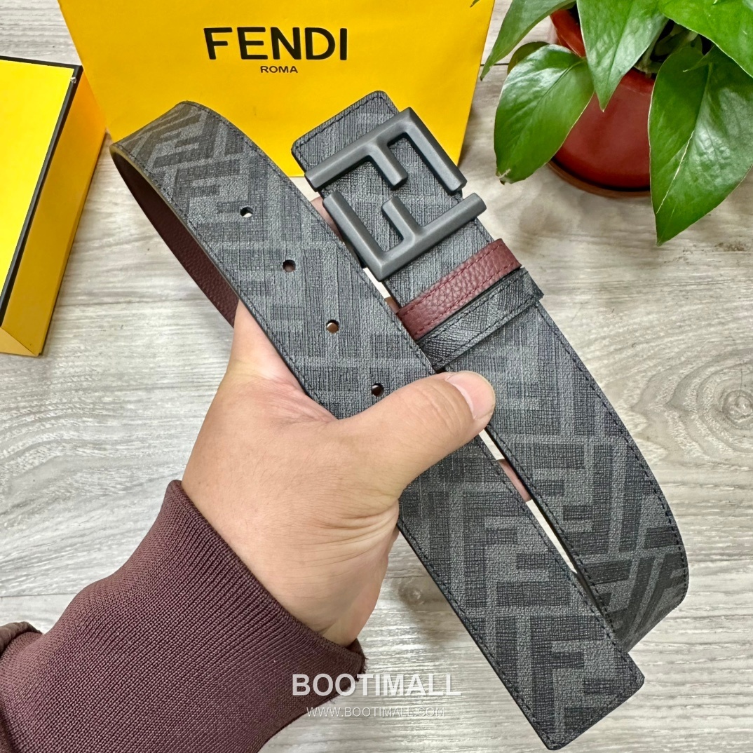 Fendi FF Cuoio Romano Calfskin Reversible Belt with FF Logo Buckle Palladium 펜디 FF 쿠오이오 로마노 카프스킨 리버서블 벨트 FF 로고 버클 황동 베이스 팔라듐 피니시 4.0cm 2