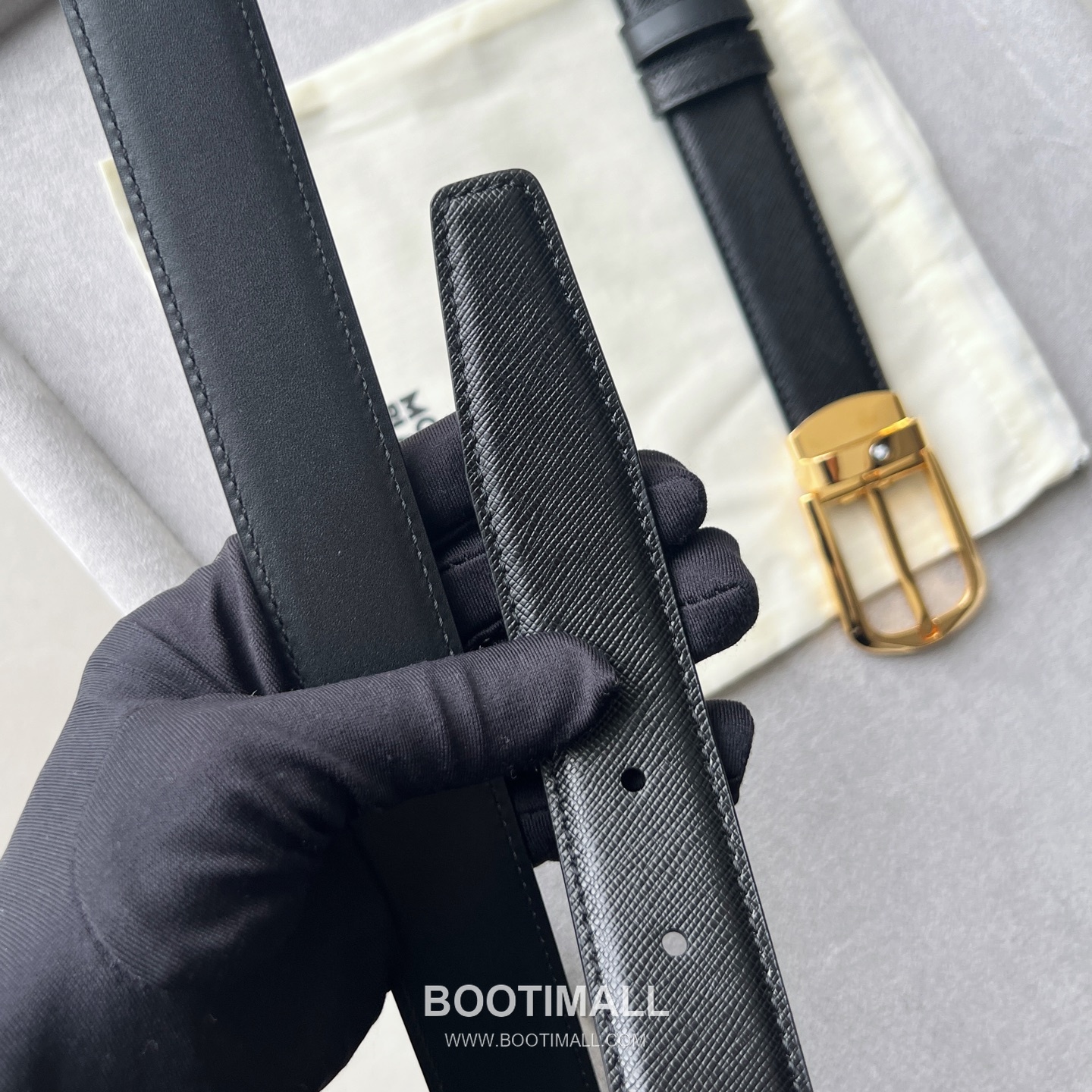 Montblanc Calfskin Grained Smooth Leather Reversible Belt with Star Logo Pin Buckle Palladium 몽블랑 카프스킨 그레인 스무스 레더 리버서블 벨트 스타 로고 핀 버클 황동 베이스 팔라듐 피니시 MB131188 3.5cm 6