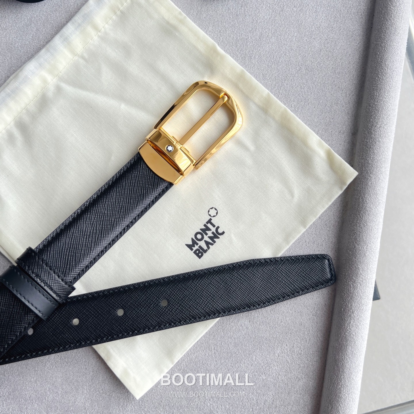 Montblanc Calfskin Grained Smooth Leather Reversible Belt with Star Logo Pin Buckle Palladium 몽블랑 카프스킨 그레인 스무스 레더 리버서블 벨트 스타 로고 핀 버클 황동 베이스 팔라듐 피니시 MB131188 3.5cm 7