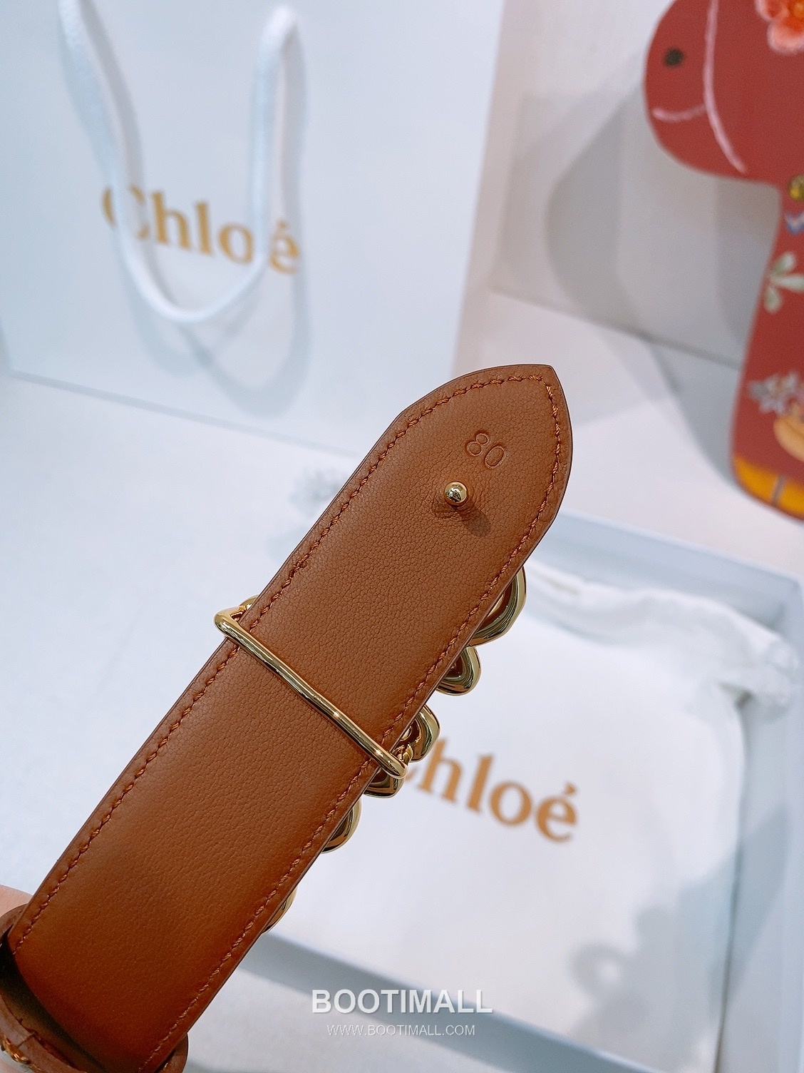 Chloé Calfskin Belt with Logo Buckle Gold-Plated 끌로에 카프스킨 벨트 로고 버클 3.0cm 6