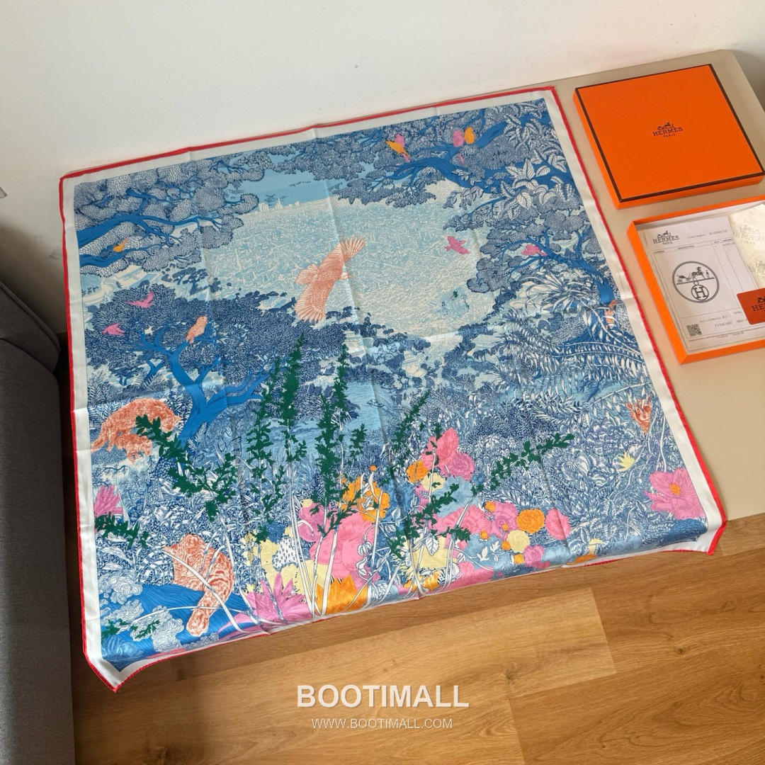 Hermes Retour a la Nature Silk Square Scarf 100% Silk Print Scarf 에르메스 리투르 아 라 나튀르 실크 스퀘어 스카프 90cm 1