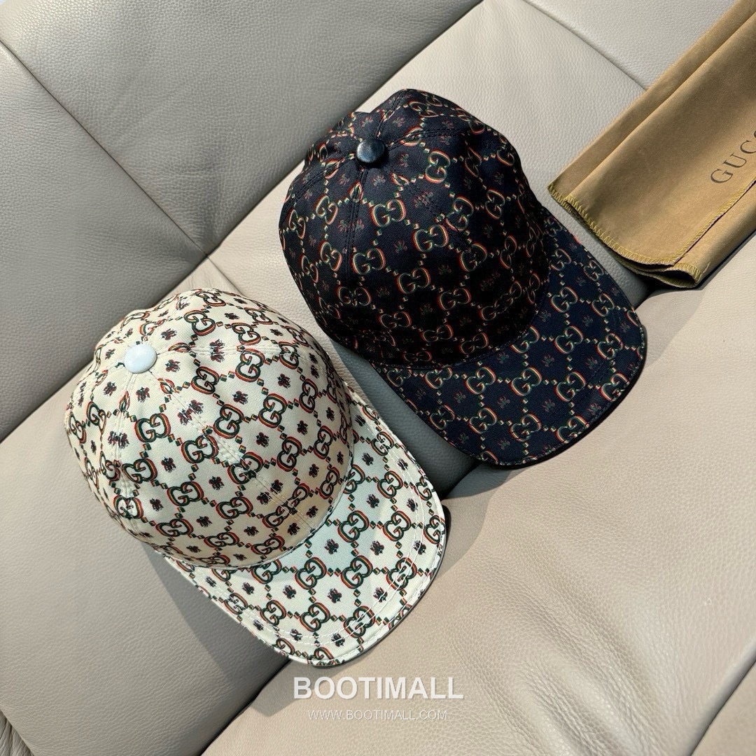 Gucci Double G Insect Print Canvas Leather Strap Baseball Cap 구찌 더블 G 인섹트 프린트 캔버스 가죽 스트랩 베이스볼 캡 56cm 9