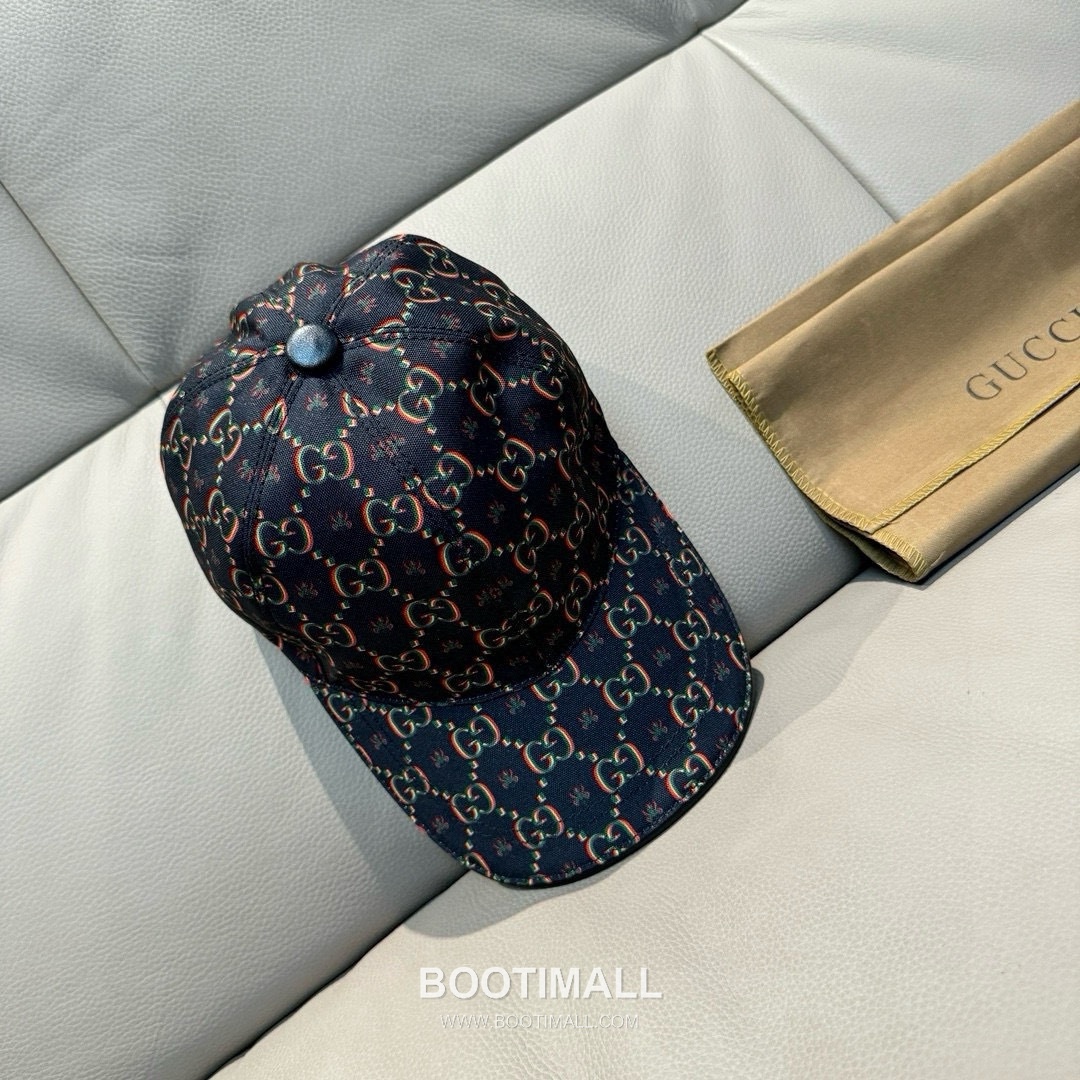 Gucci Double G Insect Print Canvas Leather Strap Baseball Cap 구찌 더블 G 인섹트 프린트 캔버스 가죽 스트랩 베이스볼 캡 56cm 1