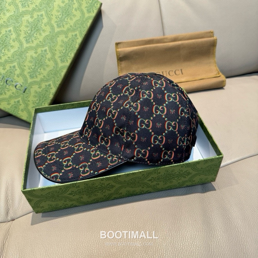 Gucci Double G Insect Print Canvas Leather Strap Baseball Cap 구찌 더블 G 인섹트 프린트 캔버스 가죽 스트랩 베이스볼 캡 56cm 3