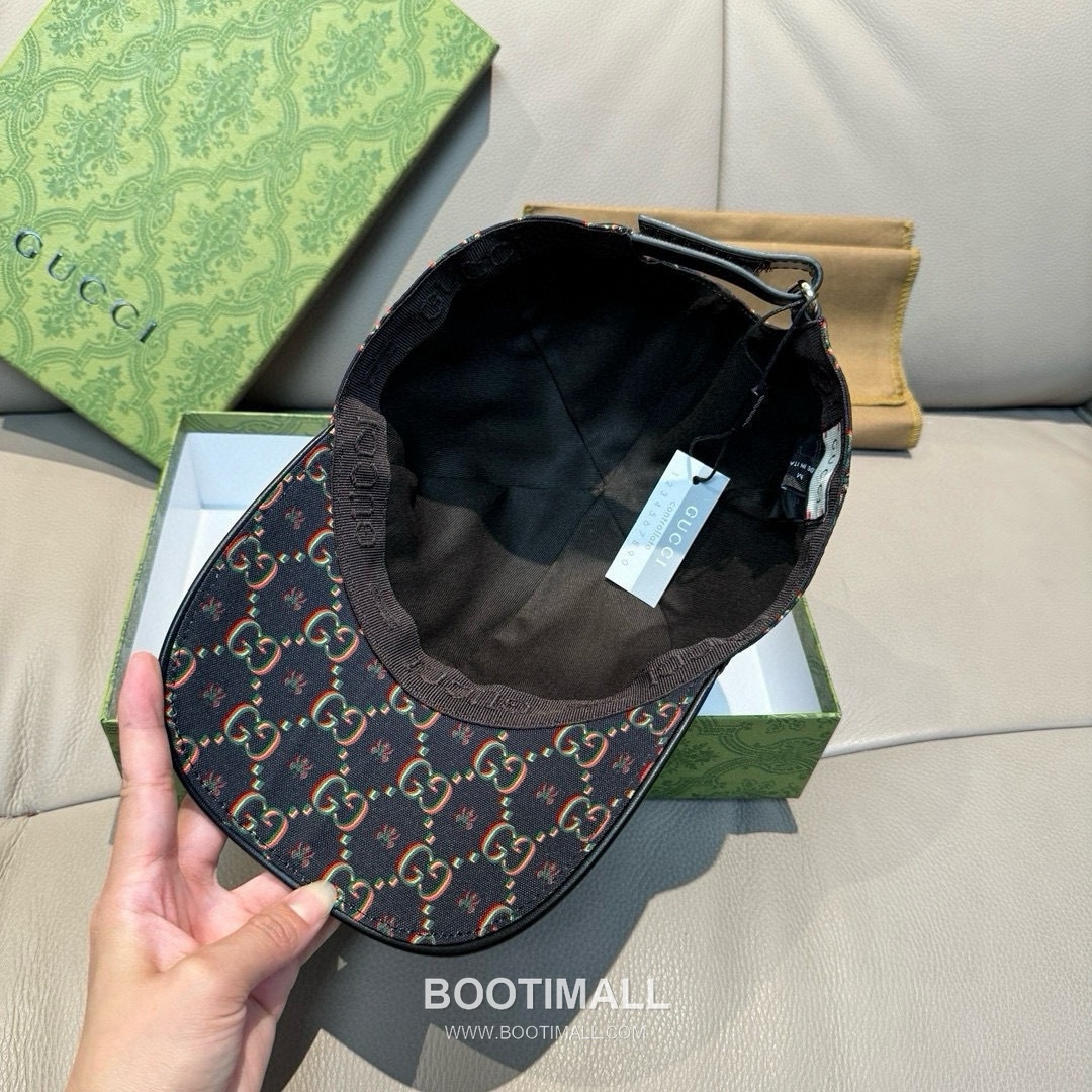 Gucci Double G Insect Print Canvas Leather Strap Baseball Cap 구찌 더블 G 인섹트 프린트 캔버스 가죽 스트랩 베이스볼 캡 56cm 8