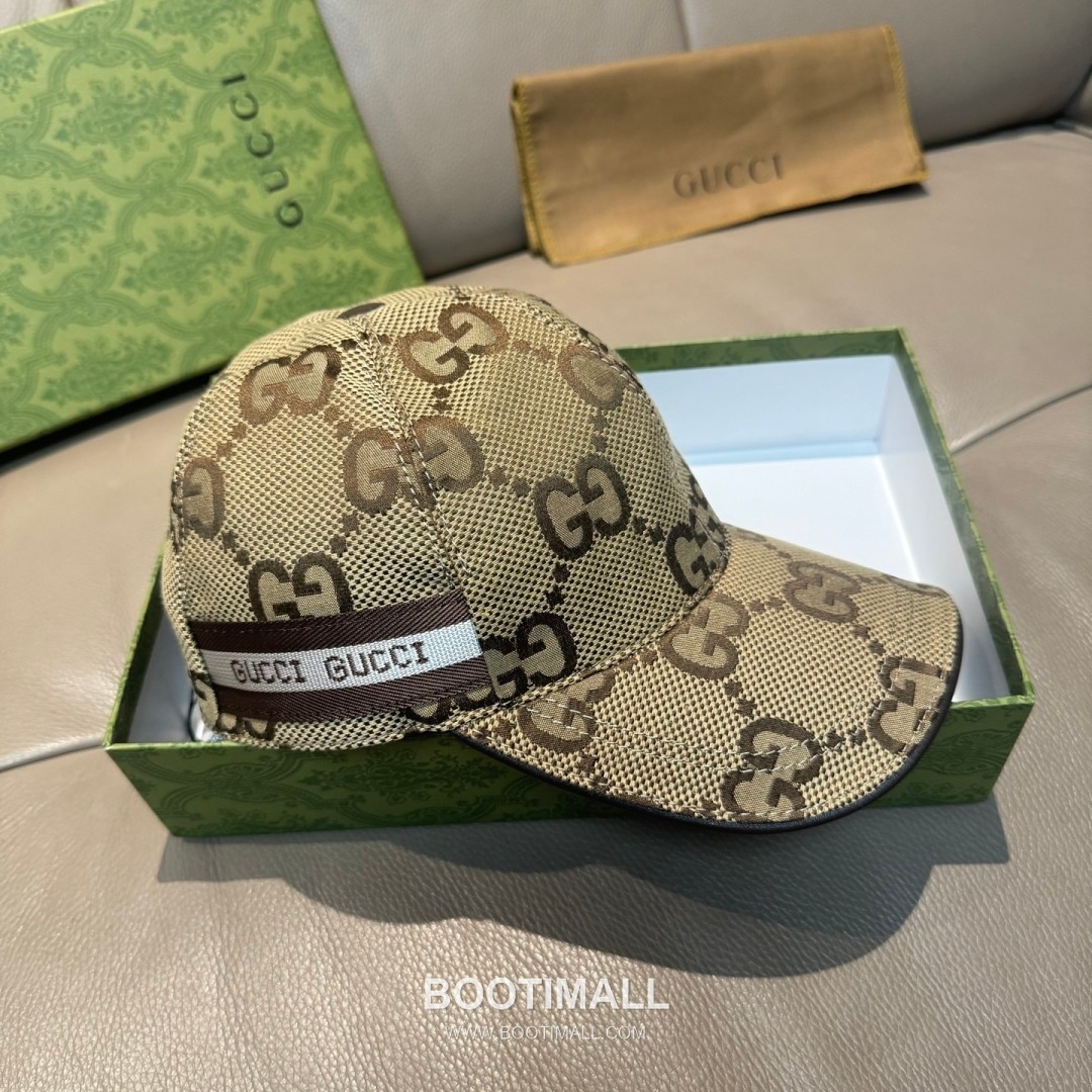 Gucci Double G Insect Print Canvas Leather Strap Baseball Cap 구찌 더블 G 인섹트 프린트 캔버스 가죽 스트랩 베이스볼 캡 56cm 3