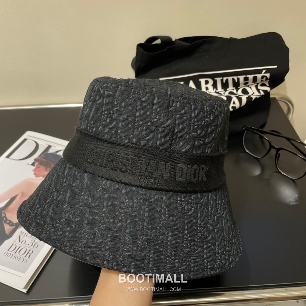 Dior Logo Linen Cotton Blend Bucket Hat 디올 로고 린넨 코튼 혼방 버킷 햇 56cm 4