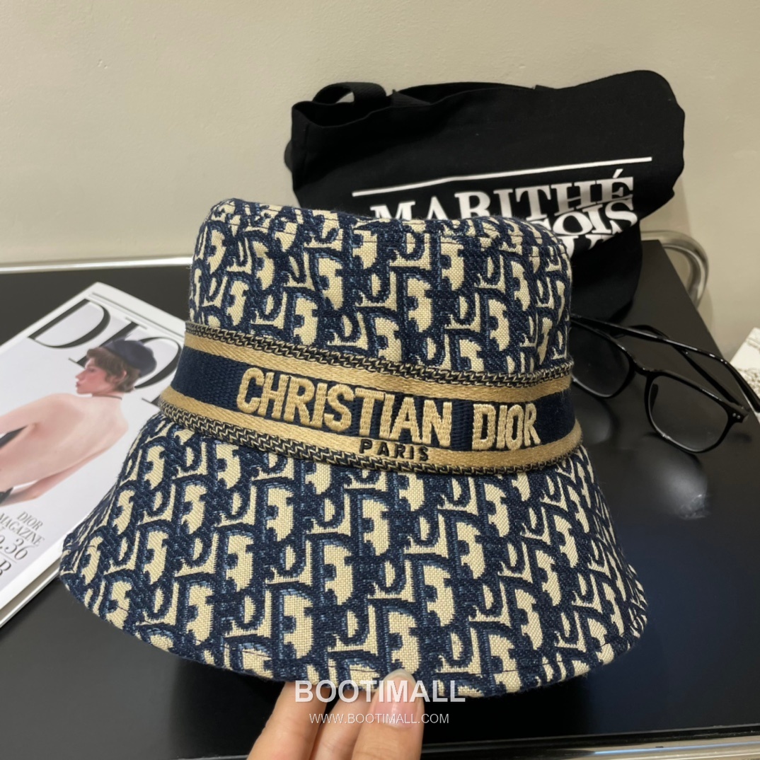 Dior Logo Linen Cotton Blend Bucket Hat 디올 로고 린넨 코튼 혼방 버킷 햇 56cm 8