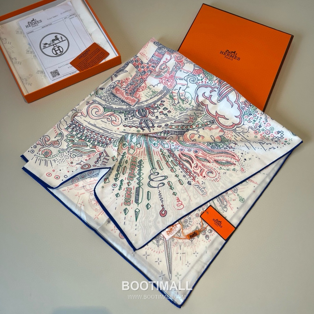 Hermès Getting Connected Silk Square Scarf Print Design 에르메스 커넥팅 테마 실크 스퀘어 스카프 90cm 4