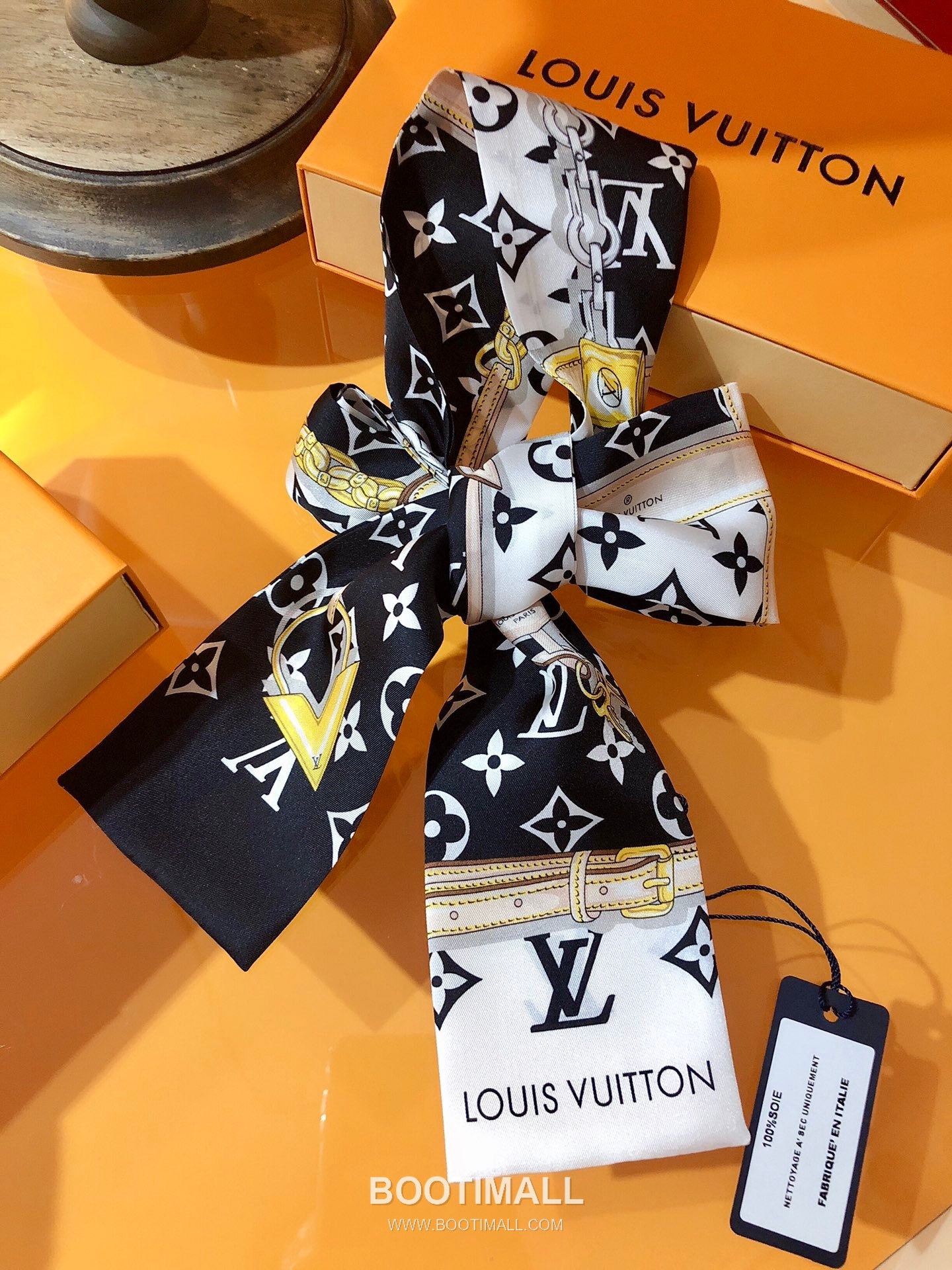 Louis Vuitton Monogram Confidential Silk Double Sided Twilly Scarf 100% Silk Print Scarf 루이비통 모노그램 컨피덴셜 실크 더블사이드 트윌리 스카프 PLV2217 120cm 6