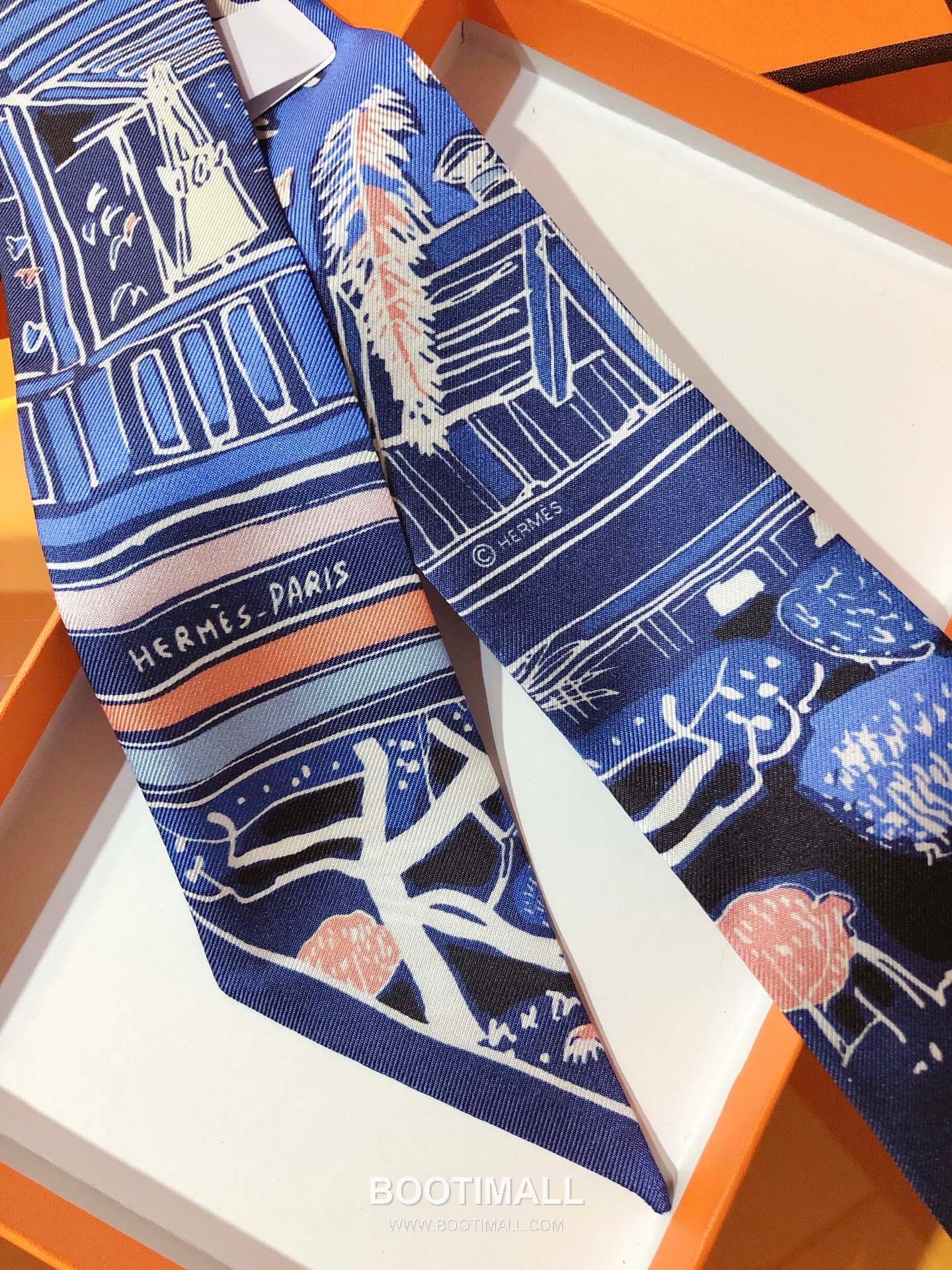 Hermes Splendid Bridle Floral Silk Twill Double Sided Twilly Scarf 100% Silk Print Scarf 에르메스 스플렌디드 브라이들 플로럴 실크 트윌 더블사이드 트윌리 스카프 PHMS2520 86cm 6