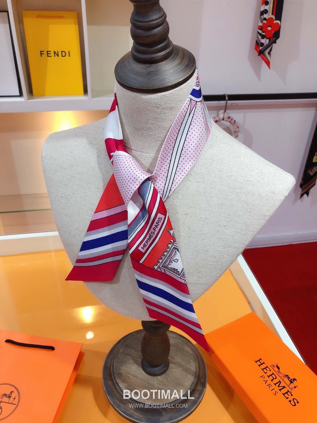 Hermes Etriers et Brandebourgs Silk Twill Double Sided Twilly Scarf 100% Silk Print Scarf 에르메스 에트리에 브란덴부르 실크 트윌 더블사이드 트윌리 스카프 PHMS1971 86cm 7