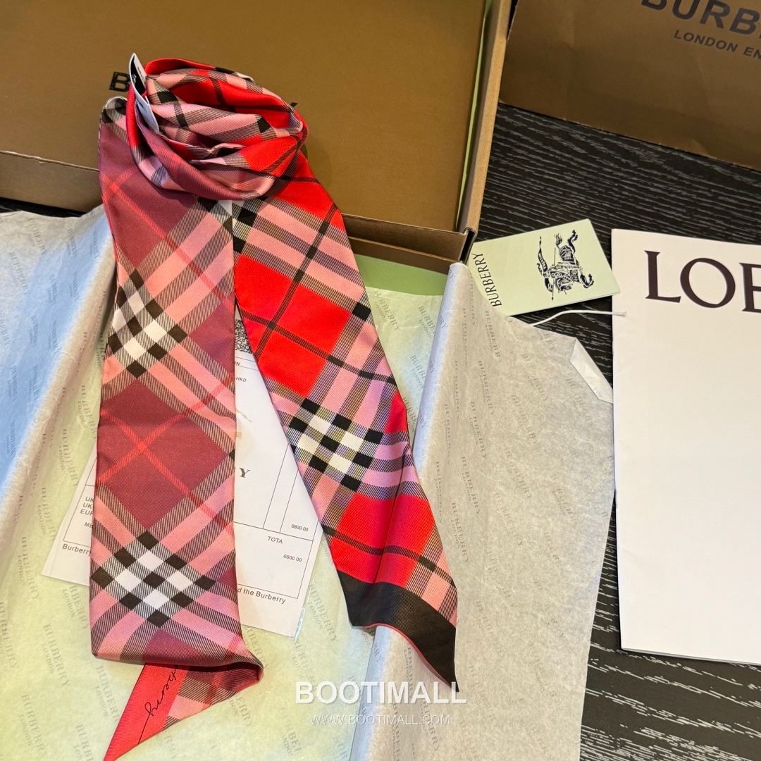 Burberry Vintage Check Stripe Silk Twill Narrow Scarf 100% Silk Double Layer Print Scarf 버버리 빈티지 체크 스트라이프 실크 트윌 슬림 스카프 180cm 8