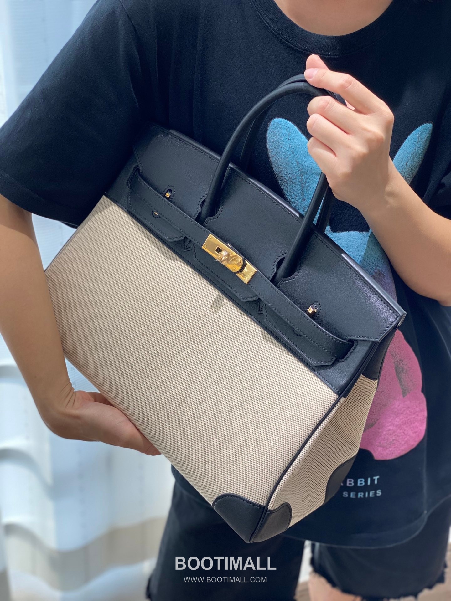 Hermes Birkin 35 Swift Leather Canvas Tote Bag with Flap Lock Detail 에르메스 버킨 35 스위프트 레더 캔버스 토트백 플랩락 12110013 35cm 5