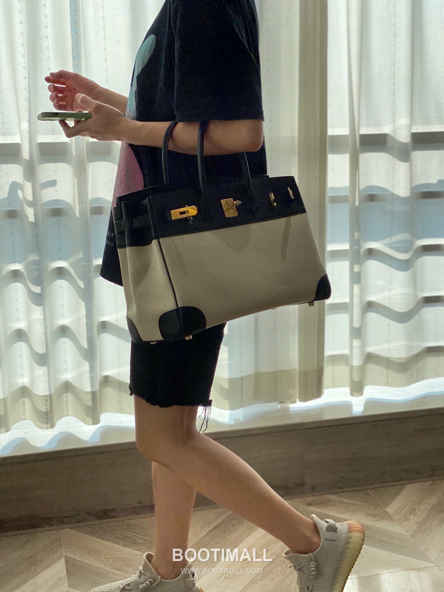 Hermes Birkin 35 Swift Leather Canvas Tote Bag with Flap Lock Detail 에르메스 버킨 35 스위프트 레더 캔버스 토트백 플랩락 12110013 35cm 8