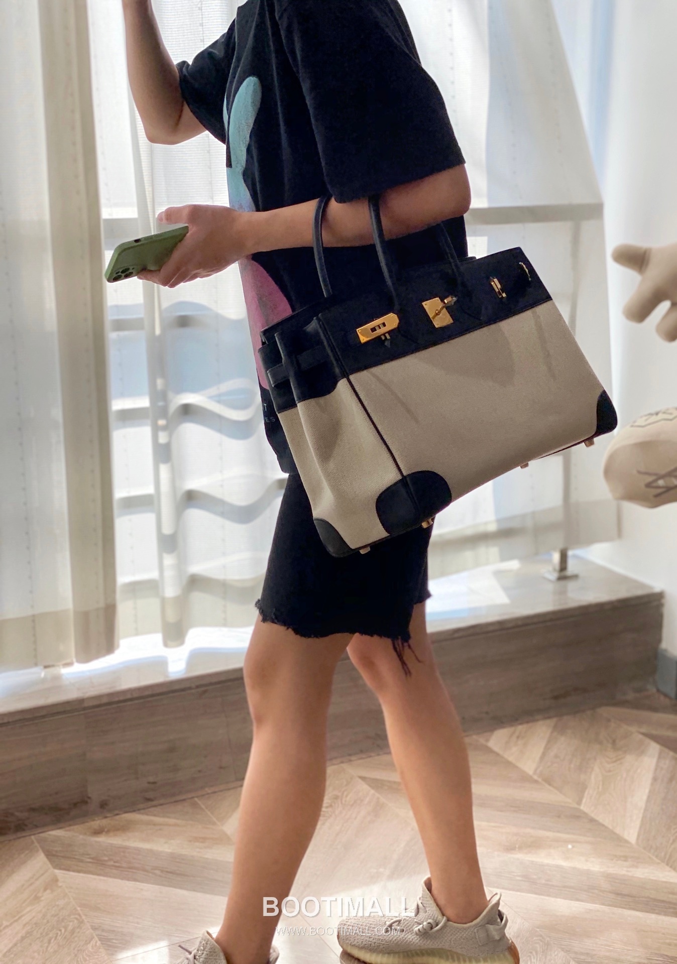 Hermes Birkin 35 Swift Leather Canvas Tote Bag with Flap Lock Detail 에르메스 버킨 35 스위프트 레더 캔버스 토트백 플랩락 12110013 35cm 9