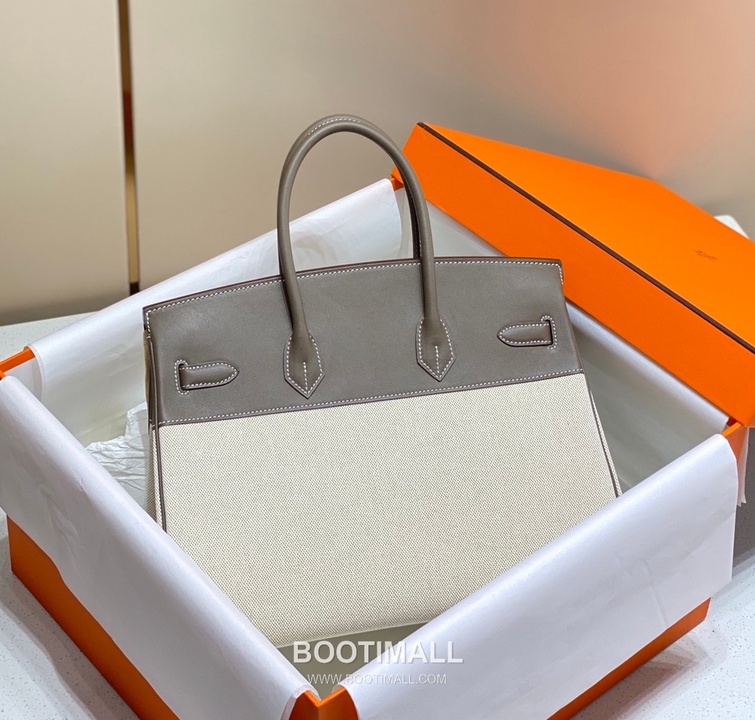 Hermes Birkin 35 Swift Leather Canvas Tote Bag with Flap Lock Detail 에르메스 버킨 35 스위프트 레더 캔버스 토트백 플랩락 12110013 35cm 9