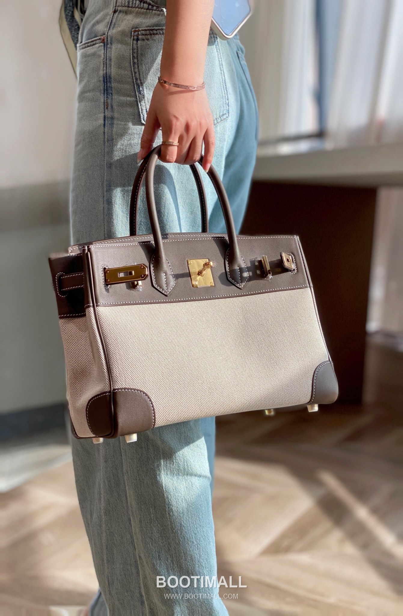Hermes Birkin 30 Swift Leather Canvas Tote Bag with Flap Lock Detail 에르메스 버킨 30 스위프트 레더 캔버스 토트백 플랩락 12105018 30cm 7
