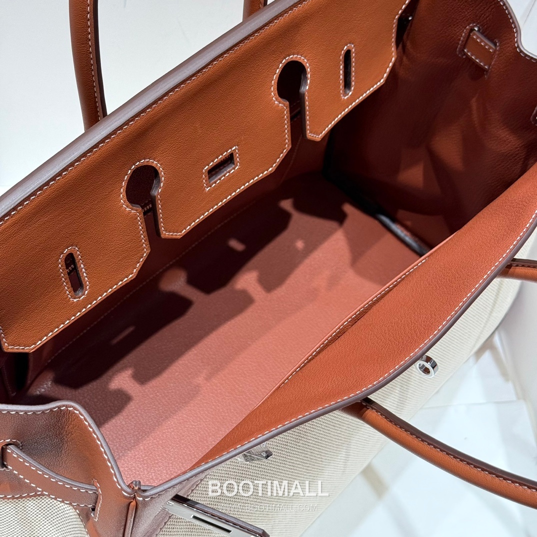 Hermes Birkin 30 Swift Leather Canvas Tote Bag with Flap Lock Detail 에르메스 버킨 30 스위프트 레더 캔버스 토트백 플랩락 12105018 30cm 12
