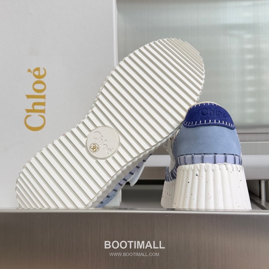 Chloé Nama Calfskin Suede Wedge Platform Sneakers with Velcro Strap Detail 끌로에 나마 카프스킨 스웨이드 웨지 플랫폼 스니커즈 7.5cm 9