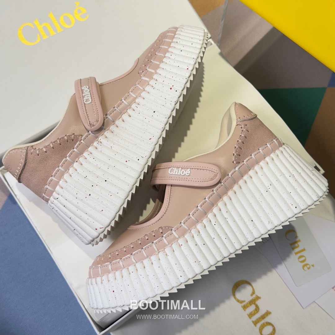 Chloé Nama Calfskin Suede Wedge Platform Sneakers with Velcro Strap Detail 끌로에 나마 카프스킨 스웨이드 웨지 플랫폼 스니커즈 7.5cm 6