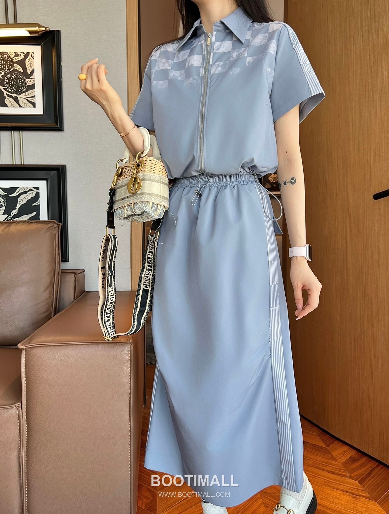 Dior 2026 S/S Cotton Polyester Set Check Print Top Skirt Logo Detail 디올 코튼 폴리에스터 세트 체크 프린트 탑 스커트 로고 디테일 1