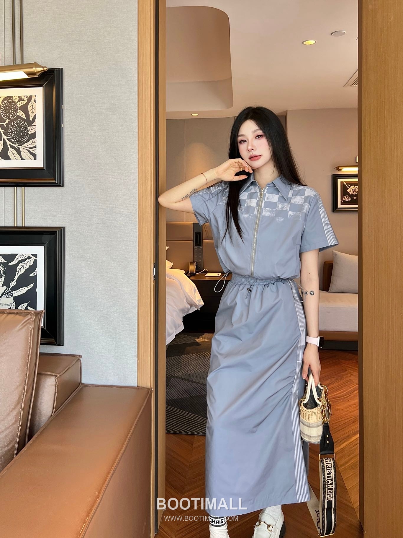 Dior 2026 S/S Cotton Polyester Set Check Print Top Skirt Logo Detail 디올 코튼 폴리에스터 세트 체크 프린트 탑 스커트 로고 디테일 6