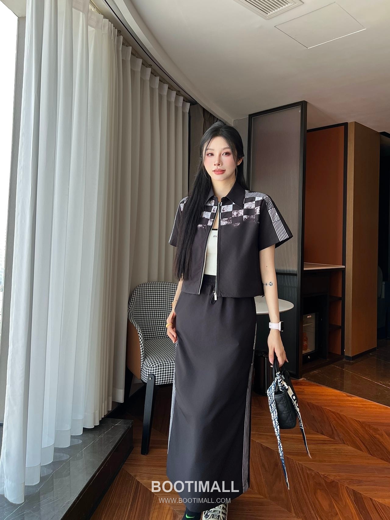 Dior 2026 S/S Cotton Polyester Set Check Print Top Skirt Logo Detail 디올 코튼 폴리에스터 세트 체크 프린트 탑 스커트 로고 디테일 5