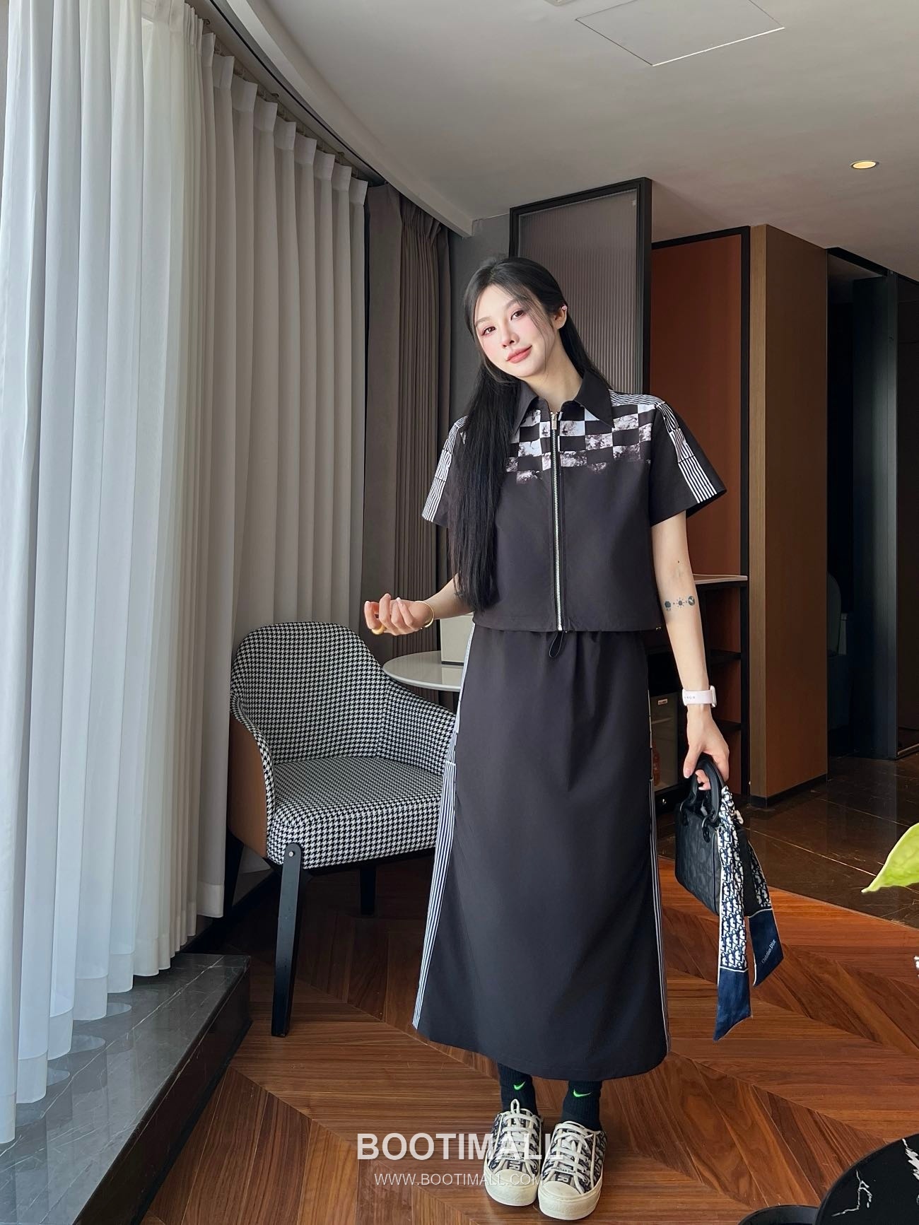 Dior 2026 S/S Cotton Polyester Set Check Print Top Skirt Logo Detail 디올 코튼 폴리에스터 세트 체크 프린트 탑 스커트 로고 디테일 6