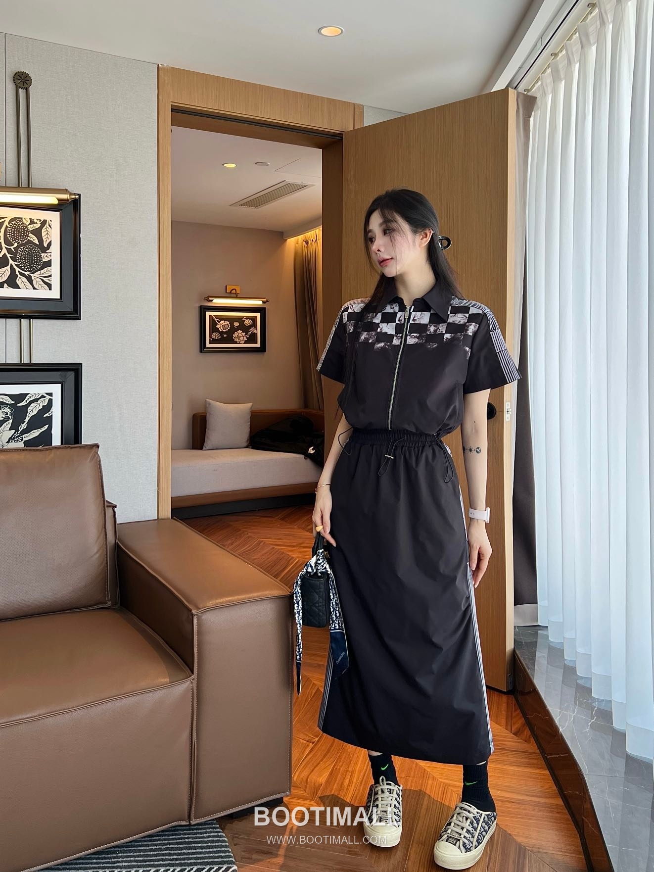 Dior 2026 S/S Cotton Polyester Set Check Print Top Skirt Logo Detail 디올 코튼 폴리에스터 세트 체크 프린트 탑 스커트 로고 디테일 8