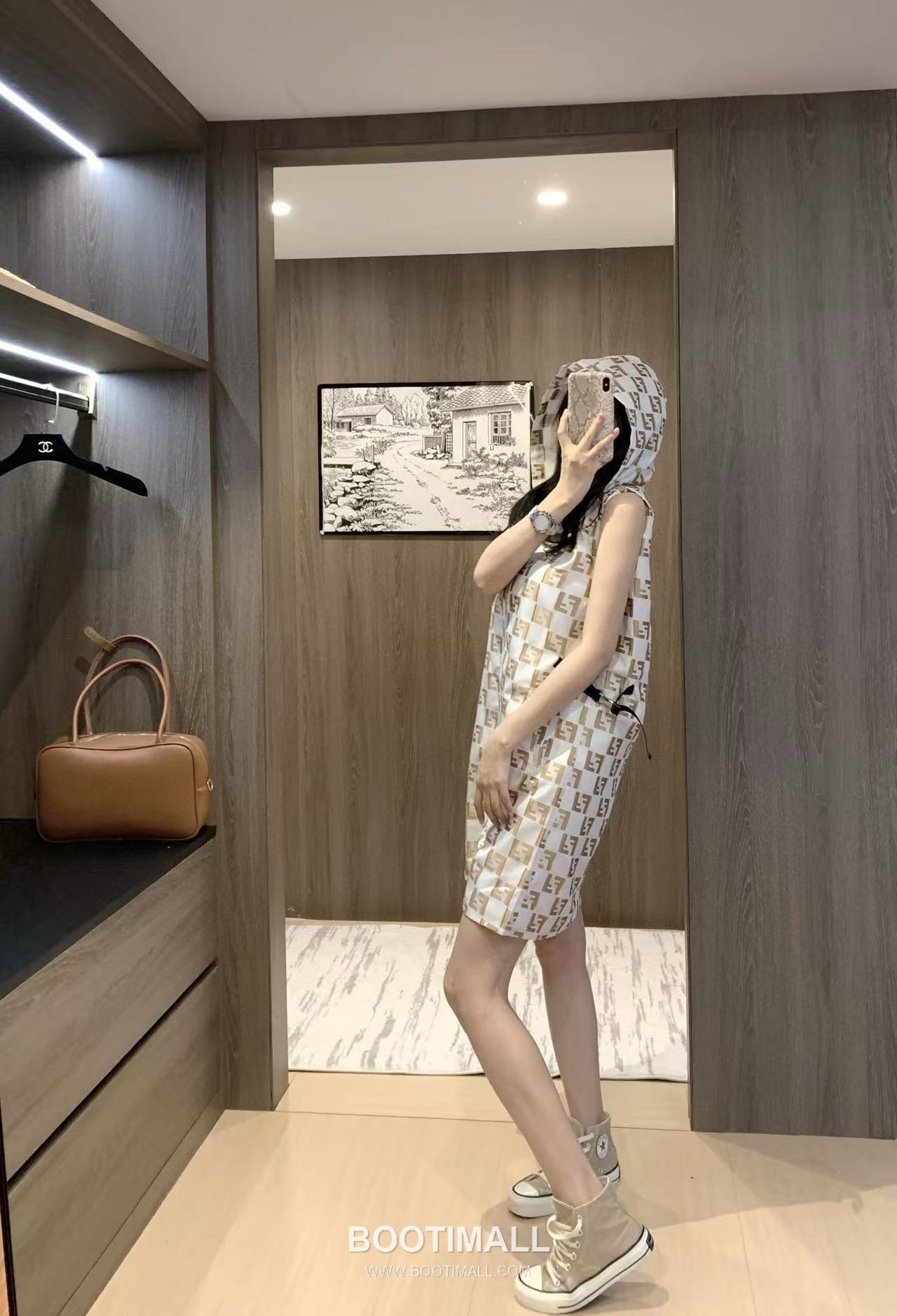 Fendi 2026 S/S Cotton Polyester Sleeveless Dress Check Jacquard Logo Detail 펜디 코튼 폴리에스터 슬리브리스 드레스 체크 자카드 로고 디테일 1