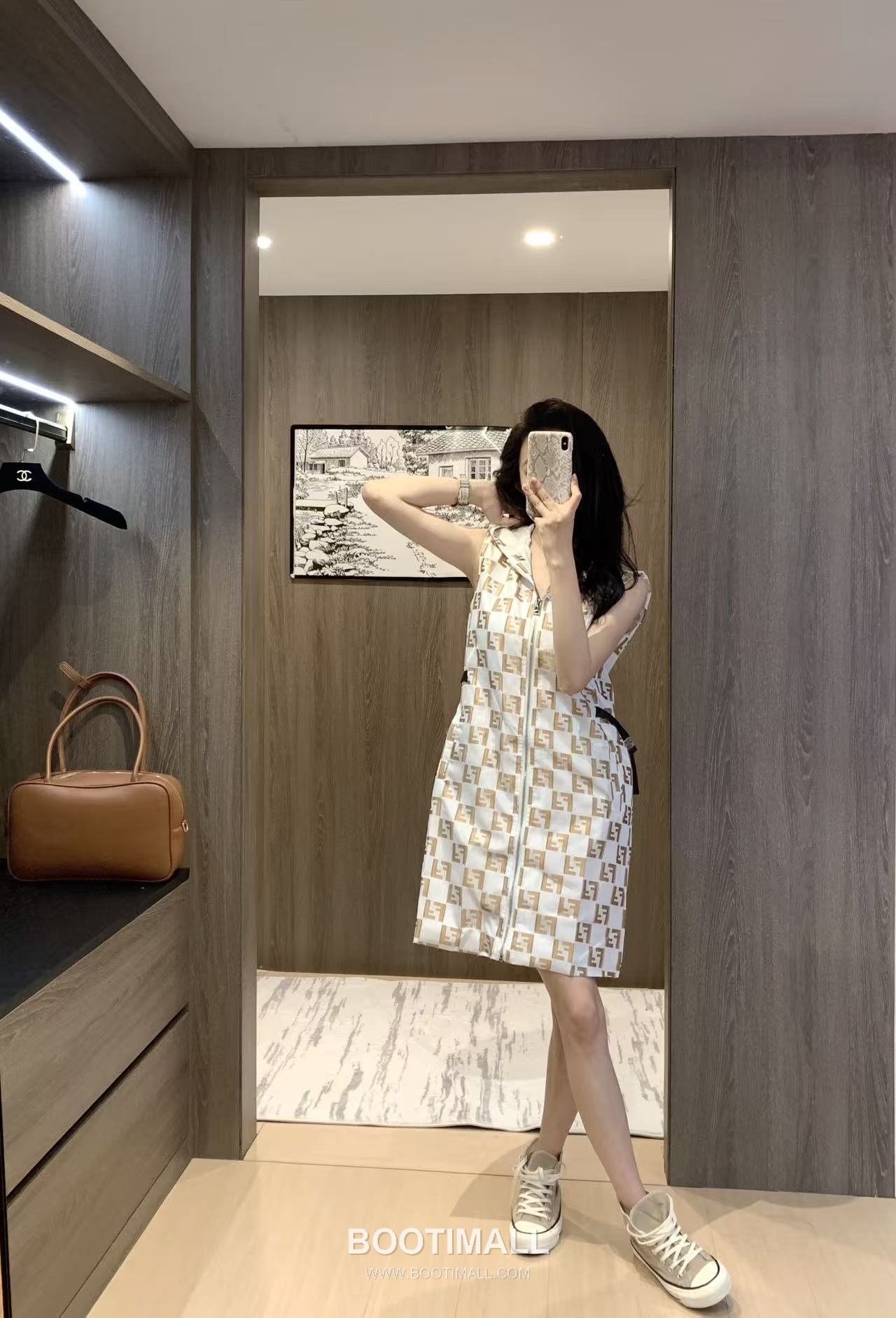 Fendi 2026 S/S Cotton Polyester Sleeveless Dress Check Jacquard Logo Detail 펜디 코튼 폴리에스터 슬리브리스 드레스 체크 자카드 로고 디테일 10